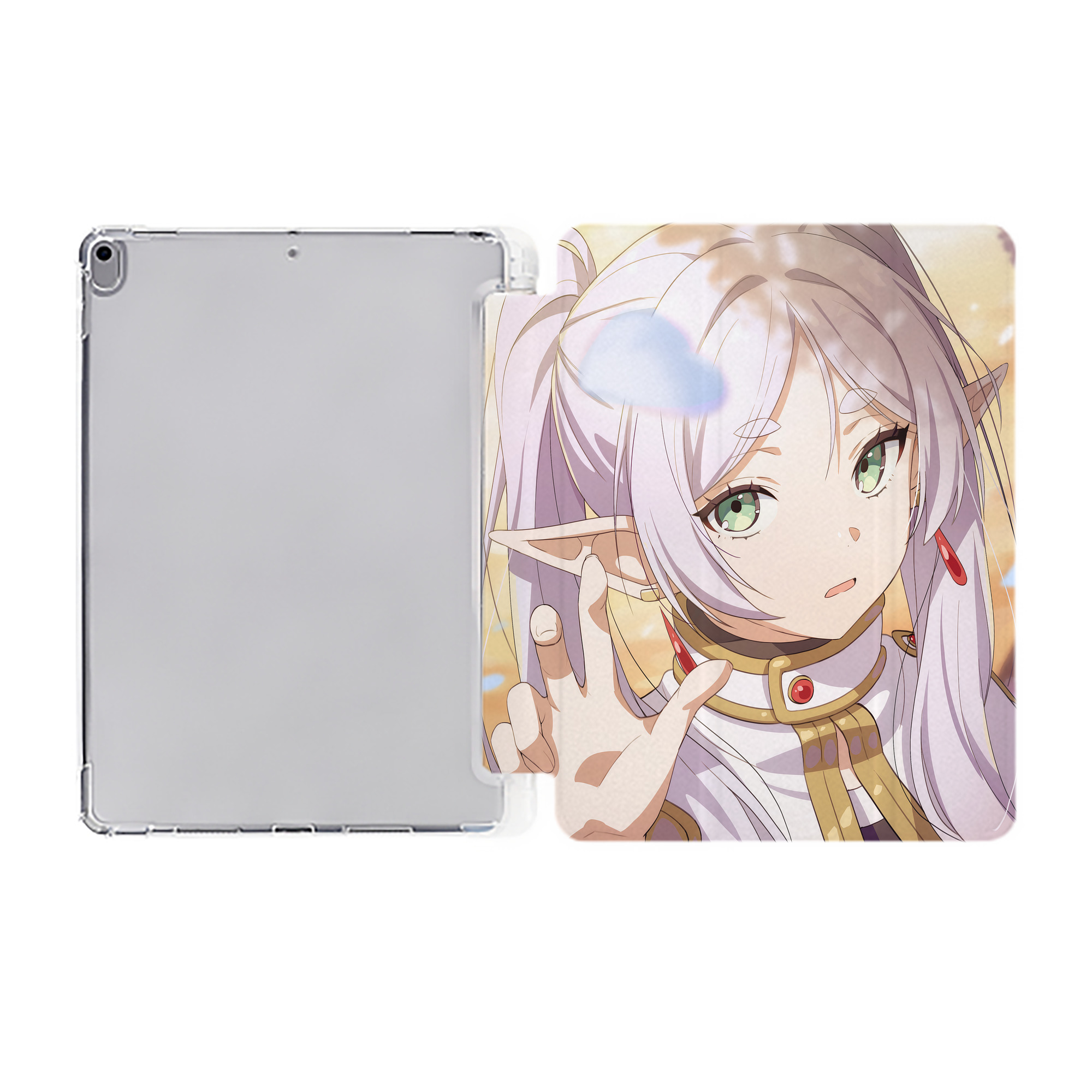 （画像用） 葬送のフリーレン Frieren IPad ケース ペン収納付き 三つ折りスタンド PUレザー×シリコン 対応機種9.5/10.5/10.9インチ